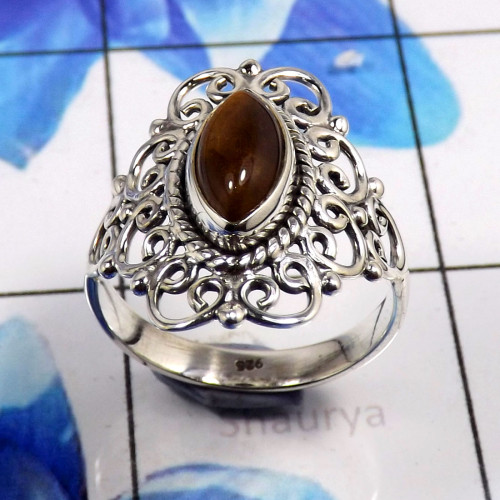 Tiger Eye O - SDR674-Stylish Party Wear Look Designer Handmade Rings 925 Sterl