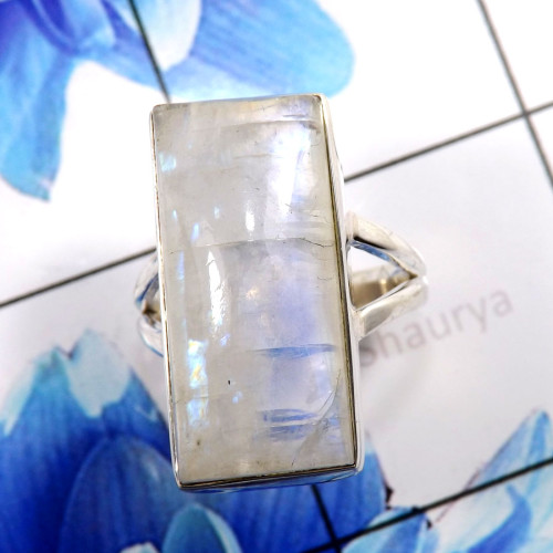 Rainbow Moonstone D - STK951-Charming Rainbow Moonstone 925 Sterling Silver Company Wh