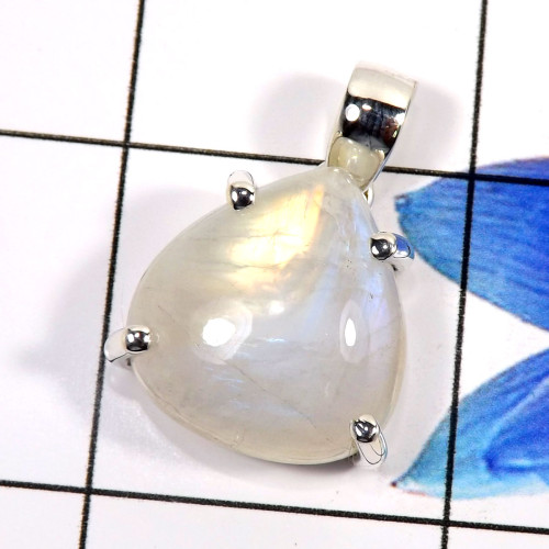 Rainbow Moonstone A - FSP952-925 Sterling Silver Gorgeous Rainbow Moonstone Prong Sett