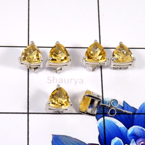 Citrine Cut A - SSE853-Glamorous Party Look Design Fashionable Stud Earrings 925