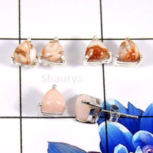 Pink Opal & Rosetta G - SSE853-Glamorous Party Look Design Fashionable Stud Earrings 925