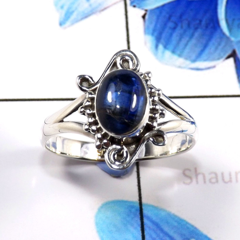 Blue Kynite O - SDR671-Fabulous Blue Kynite Handmade Fashionable Rings 925 Sterl Blue Kynite O - SDR671-Fabulous Blue Kynite Handmade Fashionable Rings 925 Sterl