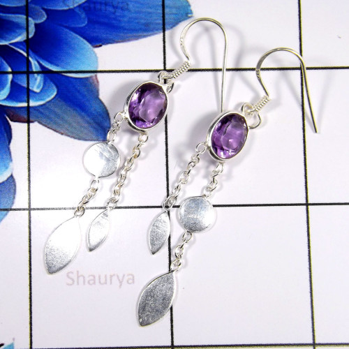 Amethyst Cut E - BZE764-Glamorous Amethyst Cut Design Bezel Earrings 925 Sterling Amethyst Cut E - BZE764-Glamorous Amethyst Cut Design Bezel Earrings 925 Sterling