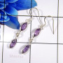 Amethyst Cut O - BZE764-Glamorous Amethyst Cut Design Bezel Earrings 925 Sterling