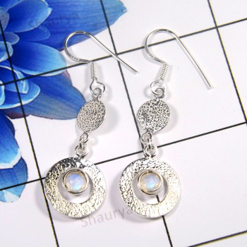 Rainbow Moonstone B - BZE761-Beautiful Latest Design In Bezel Earrings 925 Sterling Si
