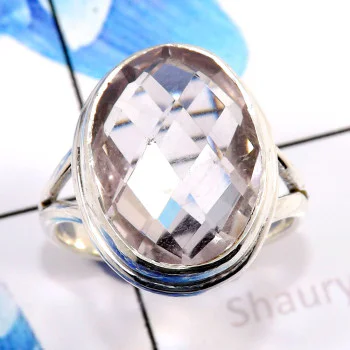 Crystal Quartz C - PSR771-Gorgeous Cut Stone Handmade Jewelry 925 Sterling Silver Crystal Quartz C - PSR771-Gorgeous Cut Stone Handmade Jewelry 925 Sterling Silver