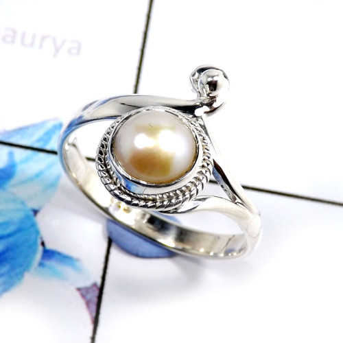 Pearl C - RBS903-Gorgeous Factory Handmade Designer Rings 925 Sterling Sil