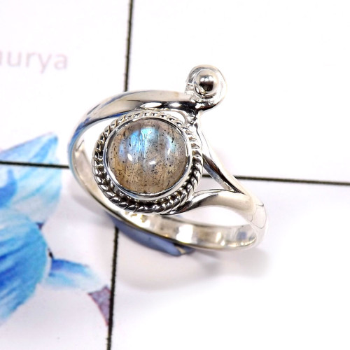 Labradorite Cab O - RBS903-Gorgeous Factory Handmade Designer Rings 925 Sterling Sil