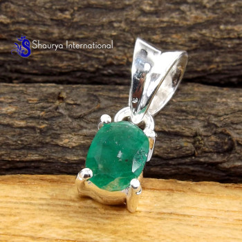 Emerald F - SFJ963-Glorious Natural Emerald Trendy Pendants 925 Sterling Sil
