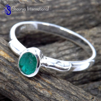 Emerald A - SFJ962-Charming Emerald Party Look Designer Rings 925 Sterling S