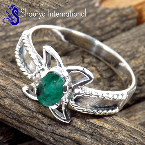 Emerald B - SFJ961-Attractive Look Designer Emerald Jewelry 925 Sterling Sil