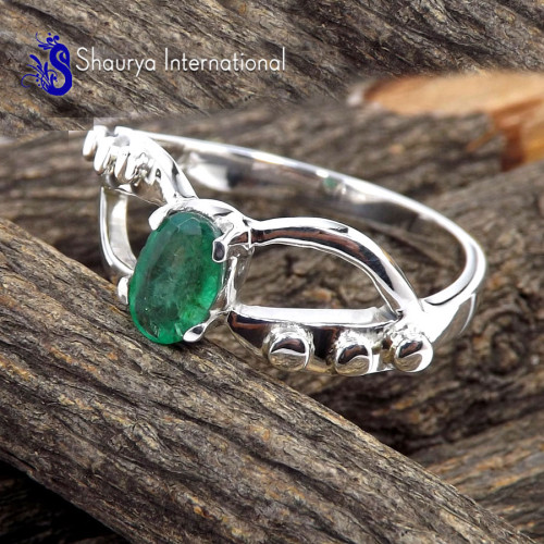 Emerald E - SFJ961-Attractive Look Designer Emerald Jewelry 925 Sterling Sil