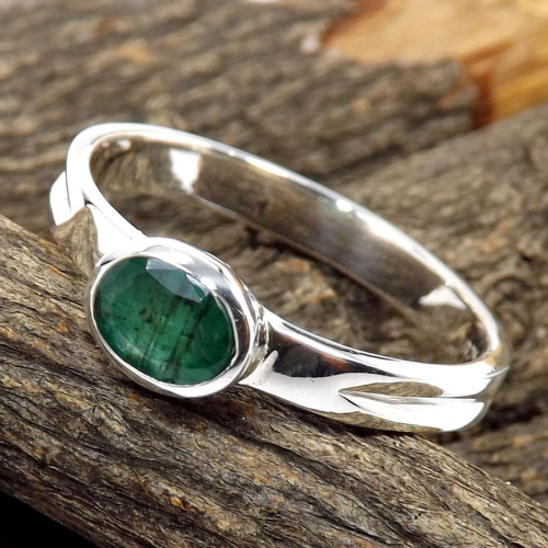 Emerald F - SFJ961-Attractive Look Designer Emerald Jewelry 925 Sterling Sil