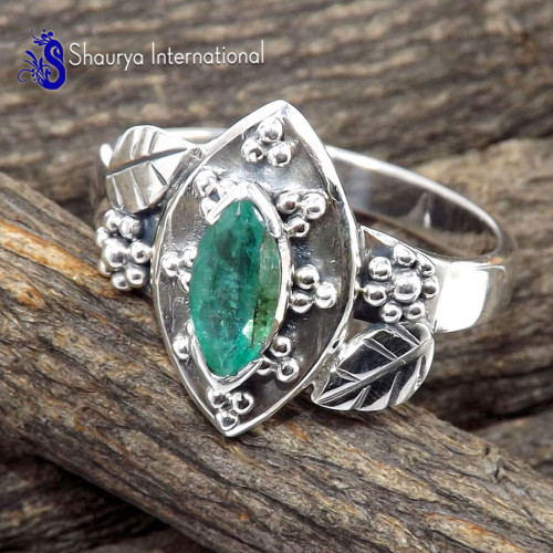 Emerald O - SFJ961-Attractive Look Designer Emerald Jewelry 925 Sterling Sil