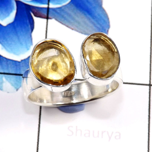Citrine Cut A - CLR931-Beautiful Handmade Wholesale Cluster Rings 925 Sterling S