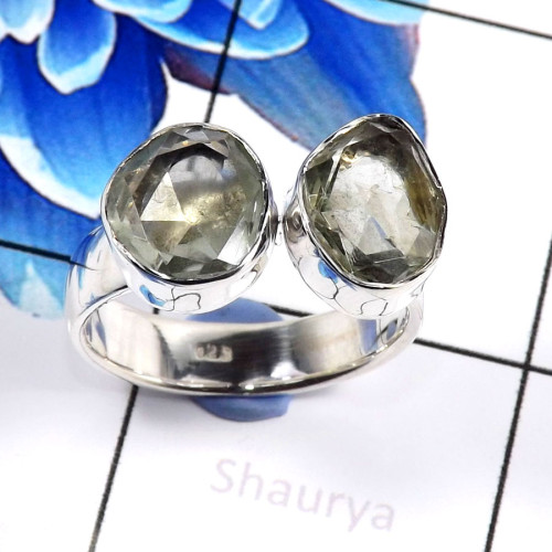 Green Amethyst Cut G - CLR931-Beautiful Handmade Wholesale Cluster Rings 925 Sterling S