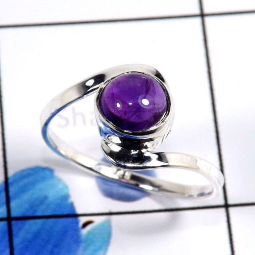 Amethyst Cab O - RBS900-Dazzling 925 Sterling Silver Handmade Fashionable Rings W