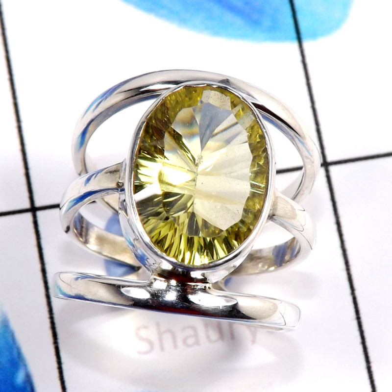 Lemon ConCav Quartz O - RSS882-Charming Cut Designs Party Look Rings 925 Sterling Silver Lemon ConCav Quartz O - RSS882-Charming Cut Designs Party Look Rings 925 Sterling Silver