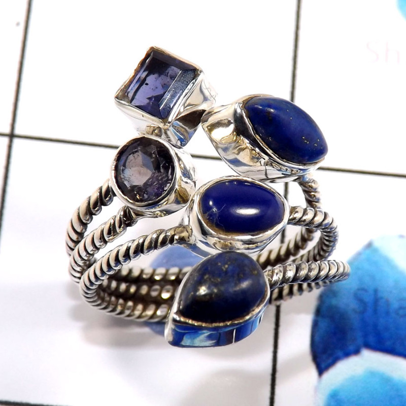 Lpais Lazuli & Iolite G - SDR665-Lovely New Look Designs Wholesale Handmade Rings 925 Ster Lpais Lazuli & Iolite G - SDR665-Lovely New Look Designs Wholesale Handmade Rings 925 Ster