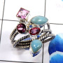 Pink Topaz & Larimar H - SDR665-Lovely New Look Designs Wholesale Handmade Rings 925 Ster