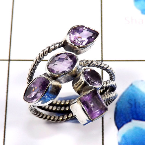 Amethyst Cut D - SDR663-Beautiful Party Look Designer Rings 925 Sterling Silver