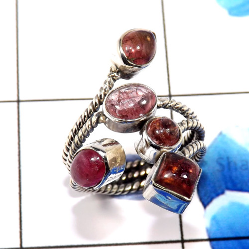 Pink Tourmaline Cab F - SDR663-Beautiful Party Look Designer Rings 925 Sterling Silver
