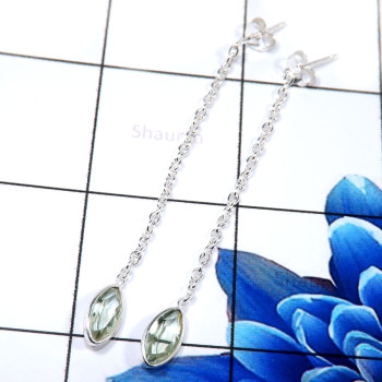 Green Amethyst Cut I - BZE756-Glamorous Cut Gemstone Colourful Bezel Earrings 925 Sterl Green Amethyst Cut I - BZE756-Glamorous Cut Gemstone Colourful Bezel Earrings 925 Sterl