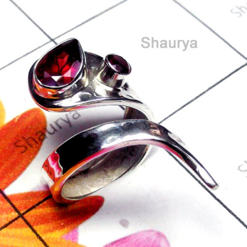 Garnet Cut B - SDR991-Exclusive Silver Gorgeous Gemstone Ring