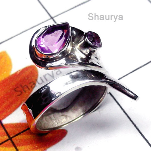 Amethyst cut D - SDR991-Exclusive Silver Gorgeous Gemstone Ring