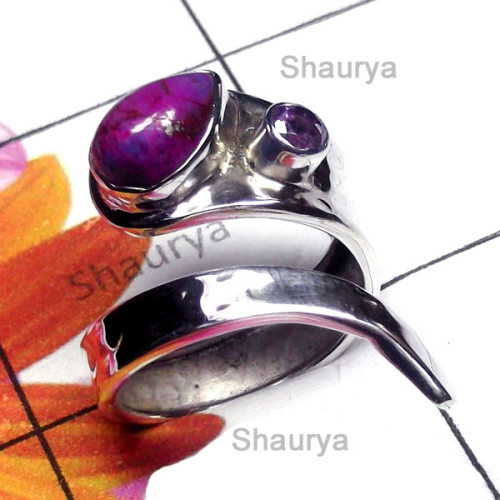 Purple Turquoise & Amethyst F - SDR991-Exclusive Silver Gorgeous Gemstone Ring