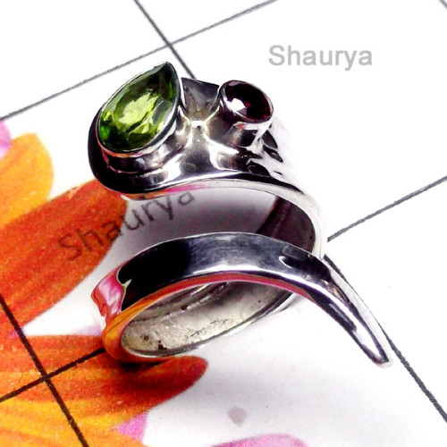 Peridot G - SDR991-Exclusive Silver Gorgeous Gemstone Ring