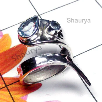 Blue Topaz I - SDR991-Exclusive Silver Gorgeous Gemstone Ring