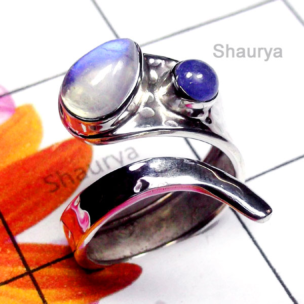 Rainbow & Tanzanite cab O - SDR991-Exclusive Silver Gorgeous Gemstone Ring Rainbow & Tanzanite cab O - SDR991-Exclusive Silver Gorgeous Gemstone Ring