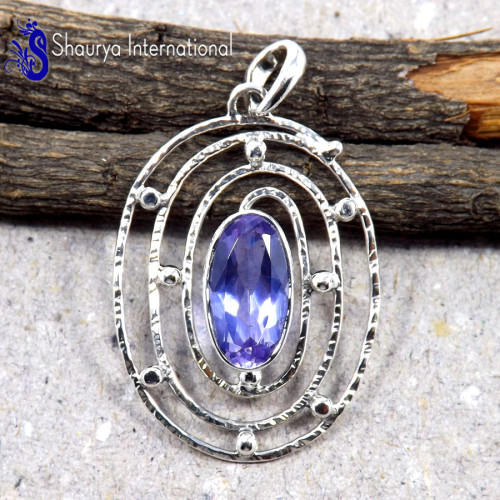 Alexandrite D - WFJ896-Color Changing Alexandrite 925 Silver Handmade Pendant Je