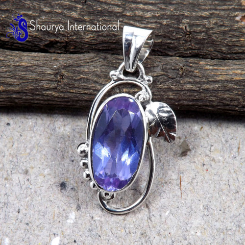 Alexandrite O - WFJ896-Color Changing Alexandrite 925 Silver Handmade Pendant Je