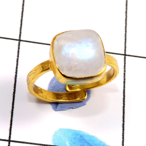 Rainbow Moonstone K - CMJ901-Stunning 925 Sterling Silver Gold Vermeil Handmade Rings Rainbow Moonstone K - CMJ901-Stunning 925 Sterling Silver Gold Vermeil Handmade Rings