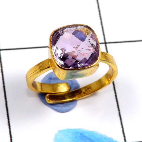 Amethyst Cut O - CMJ901-Stunning 925 Sterling Silver Gold Vermeil Handmade Rings Amethyst Cut O - CMJ901-Stunning 925 Sterling Silver Gold Vermeil Handmade Rings