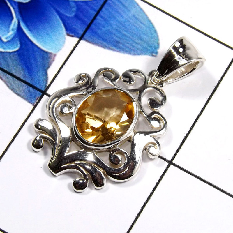 Citirine Cut G - WHS999-Fabulous  Citrine Cut Gemstone Designer Pendants 925 Ster