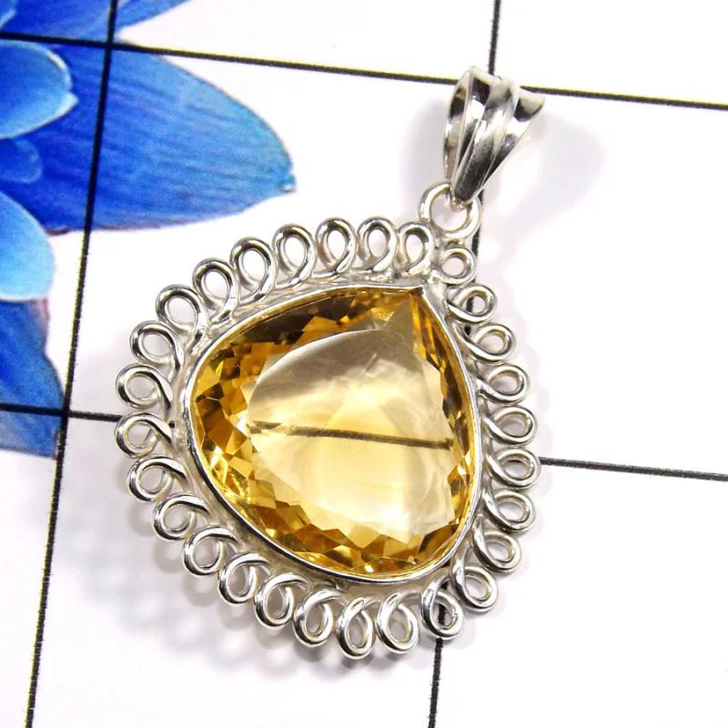 Citrine Cut O - WHS999-Fabulous Citrine Cut Gemstone Designer Pendants 925 Ster Citrine Cut O - WHS999-Fabulous Citrine Cut Gemstone Designer Pendants 925 Ster