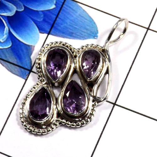 Amethyst Cut A - WHS998-Beautiful Amethyst Cut Factory Handmade Pendants 925 Ster