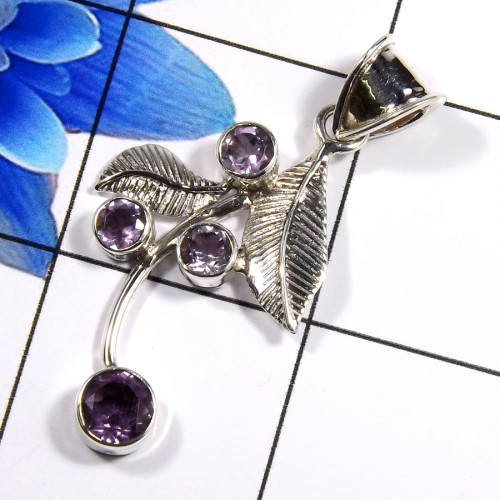 Amethyst Cut E - WHS998-Beautiful Amethyst Cut Factory Handmade Pendants 925 Ster