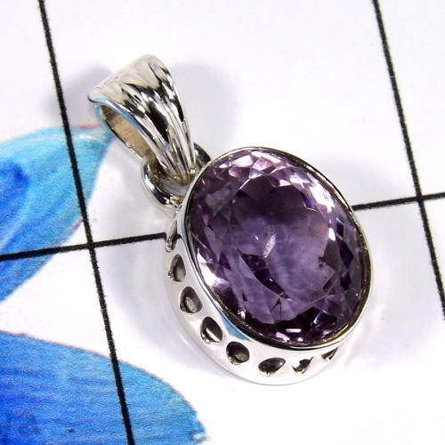 Amethyst Cut H - WHS998-Beautiful Amethyst Cut Factory Handmade Pendants 925 Ster