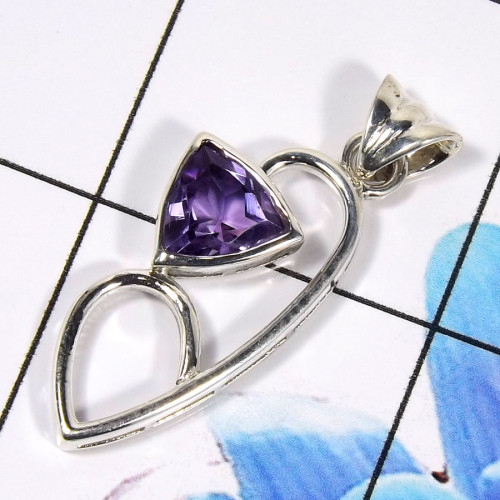 Amethyst Cut D - WHS997-925 Sterling Silver Dazzling Amethyst Cut Designer Handma Amethyst Cut D - WHS997-925 Sterling Silver Dazzling Amethyst Cut Designer Handma