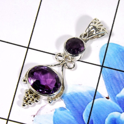 Amethyst Cut E - WHS997-925 Sterling Silver Dazzling Amethyst Cut Designer Handma Amethyst Cut E - WHS997-925 Sterling Silver Dazzling Amethyst Cut Designer Handma