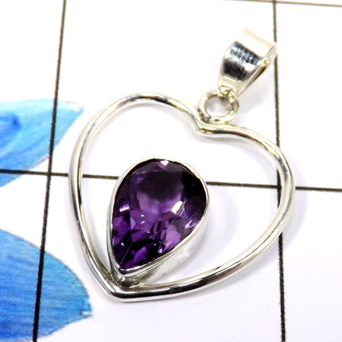 Amethyst Cut K - WHS997-925 Sterling Silver Dazzling Amethyst Cut Designer Handma Amethyst Cut K - WHS997-925 Sterling Silver Dazzling Amethyst Cut Designer Handma