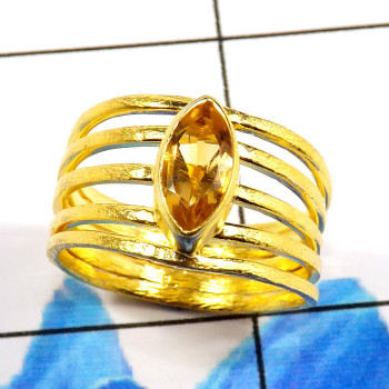 Citrine Cut B - CMJ896-Fabulous Designer Gold Vermeil 925 Sterling Silver Rings Citrine Cut B - CMJ896-Fabulous Designer Gold Vermeil 925 Sterling Silver Rings
