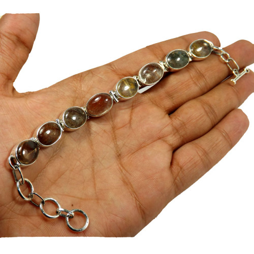 Rutile Cab H - SHS999-Gorgeous 925 Sterling Silver Handmade Bracelets Company W