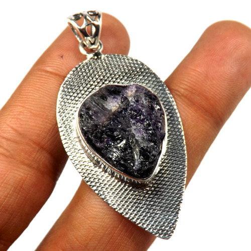 Amethyst Rough D - SHS994-Beautiful Amethyst Rough Stylish Pendants 925 Sterling Si