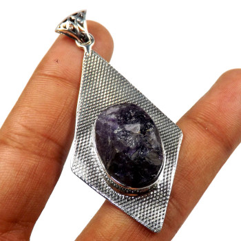 Amethyst Rough O - SHS994-Beautiful Amethyst Rough Stylish Pendants 925 Sterling Si