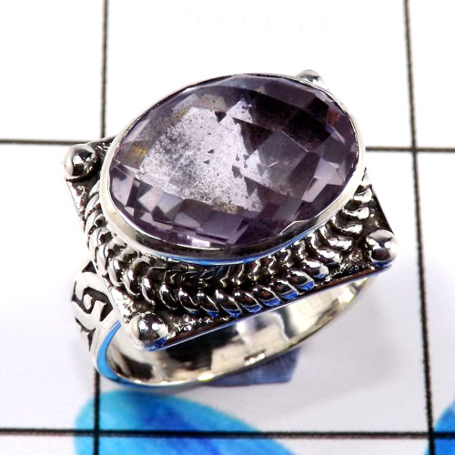 Amethyst Cut E - WHS992-Glamorous Trendy Look Amethyst Cut Rings 925 Sterling Sil
